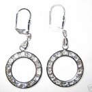 A Pair Swarovski Crystal  22mm Loop Silver Earrings  E1
