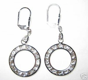 A Pair Swarovski Crystal  22mm Loop Silver Earrings  E1