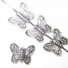 100 Silver Tone Metal 8x10mm Butterfly Beads (AB46)
