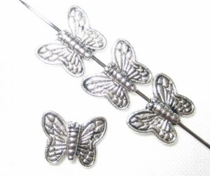 100 Silver Tone Metal 8x10mm Butterfly Beads (AB46)