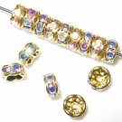 20 Swarovski Rondelles 6mm Gold / Crystal AB  SR604