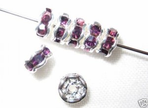 20 Swarovski Rondelles 6mm Silver / Amethyst SR605