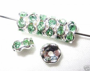 20 Swarovski Rondelles 6mm Silver / Chrysolite SR624