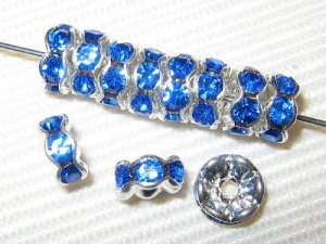 20 Swarovski Rondelles 6mm Silver / Sapphire SR618