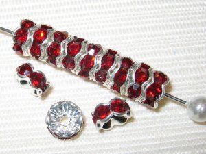20 Swarovski Rondelles 6mm Silver / Siam SR619