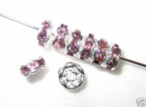 20 Swarovski Rondelles 6mm Silver/Light Amethyst SR610