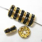 20 Swarovski Rondelles 8mm Gold/Jet Black  SR859