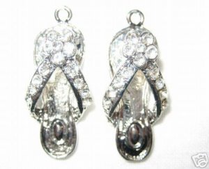 4 Swarovski Shoe Charm Pendant 26mm Rhodium/Crystal T23