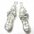 4 Swarovski Shoe Charm Pendant 26mm Rhodium/Crystal T22