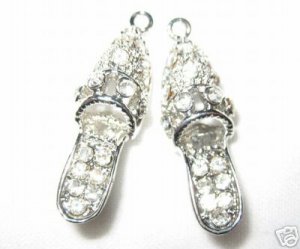 4 Swarovski Shoe Charm Pendant 26mm Rhodium/Crystal T22