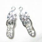 4 Swarovski Shoe Charm Pendant 22mm Rhodium/Crystal T21