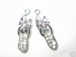 4 Swarovski Shoe Charm Pendant 22mm Rhodium/Crystal T21
