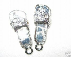 4 Swarovski Shoe Charm Pendant 20mm Rhodium/Crystal T24