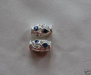 6 Swarovski Rhinestone Tubes 10x17mm Silver/Lt Sapp T51