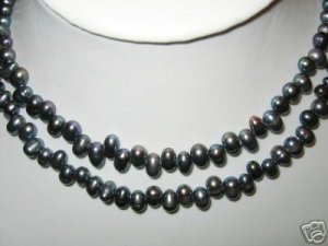 Two Strands 15'' Black Dancing Pearls Drops (P6)