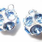 4 14mm Swarovski Ball Pendants Silver / Light Sapphire
