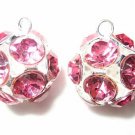 4 14mm Swarovski Ball Pendants Silver/Rose Pink  BP1416