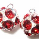 4 14mm Swarovski Ball Pendants Silver/ Siam  BP1419