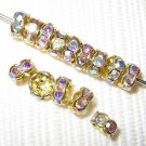 100 Swarovski Rondelles 6mm Gold / Crystal AB - SR604