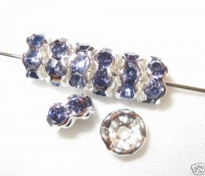 20 Swarovski Rondelles 6mm Silver / Tanzanite