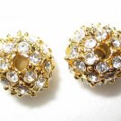 2 10mm Swarovski Rhinestone Ball Gold / Crystal AS13