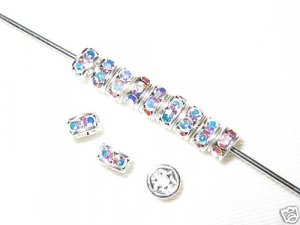 100 Swarovski Rondelles 4mm Silver / Crystal AB (SR403)