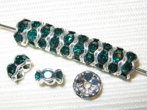 20 Swarovski Rondelles 5mm Silver / Emerald   SR507