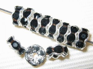 20 Swarovski Rondelles 5mm Silver /Jet Black   SR509