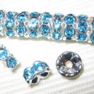 20 Swarovski Rondelles 5mm Silver/ Aquamarine