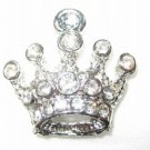 12 Swarovski Crown Pendants 20mm Rhodium/Crystal  T13