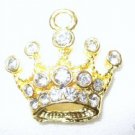 12 Swarovski Crown Pendants 20mm Gold/Crystal  T12