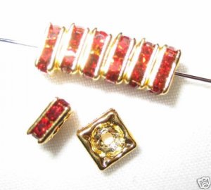 20 Swarovski Squaredelles Spacers 6x6mm Gold / Siam