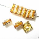 20 Swarovski Squaredelles Spacers 6x6mm Gold / Topaz