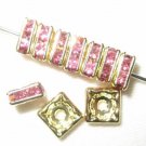 20 Swarovski Squaredelles Spacers 6x6mm Gold /Rose Pink