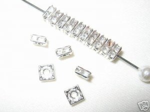 20 Swarovski Squaredelles Spacers 5x5mm Silver/Crystal