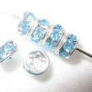 20 Swarovski Rhinestone Rondelles 4mm Silver / Aqua