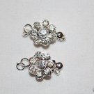 6 12mm Silver Rhinestone Flower Necklace Clasps - K42