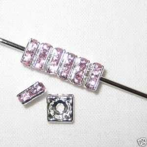Sale! 20 Swarovski Squaredelles 6x6mm Silver/Light Rose
