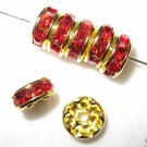 20 Swarovski Rhinestone Rondelles 8mm Gold/ Siam  SR869