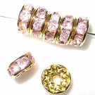 20 Swarovski Rondelles 8mm Gold/Light Rose Pink  SR861