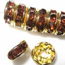20 Swarovski Rondelles 8mm Gold/Smoke Topaz  SR870