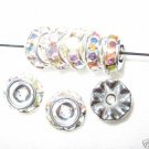 20 Swarovski Rondelle Buttom 8mm Silve/Crystal AB CM803