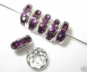 20 Swarovski Rondelles 8mm Silver / Amethyst SR805