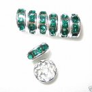 20 Swarovski Rondelles 8mm Silver / Emerald   SR807