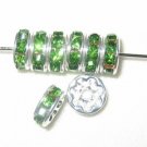 20 Swarovski Rondelles 8mm Silver / Peridot   SR815