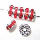 20 Swarovski Rondelles 8mm Silver / Ruby SR817