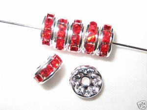 20 Swarovski Rondelles 8mm Silver / Ruby SR817