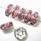 20 Swarovski Rondelles 8mm Silver/Light Amethyst SR810