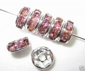 20 Swarovski Rondelles 8mm Silver/Light Amethyst SR810
