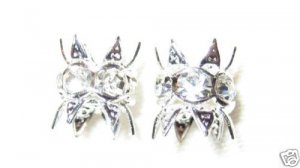 12 8mm Swarovski Bead Caps Silver/Crystal -  RC801